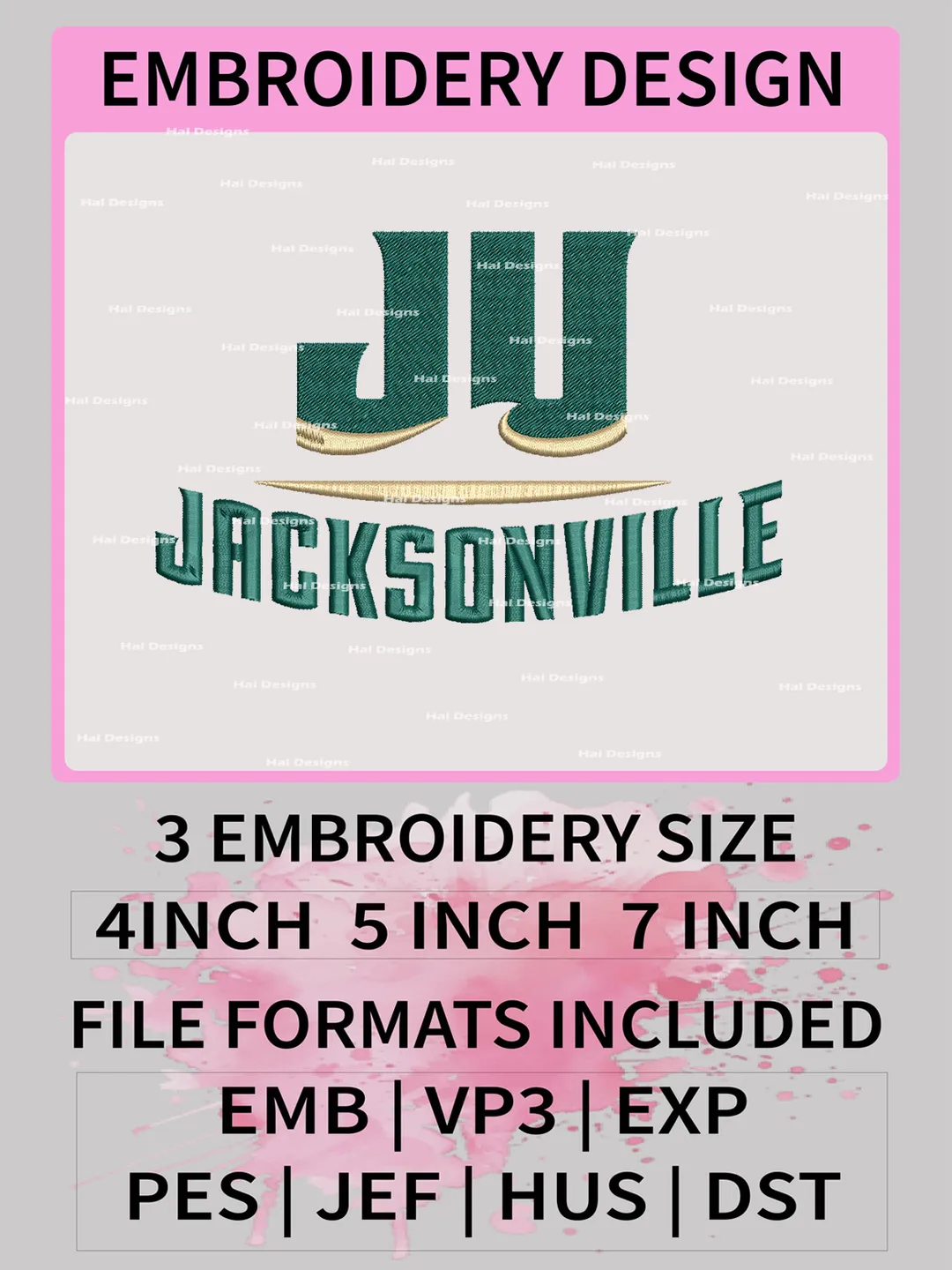NCAA Jacksonville Dolphins Embroidery File, 3 Sizes, 6 Formats, NCAA Machine Embroidery Design, NCAA Logo, NCAA Teams