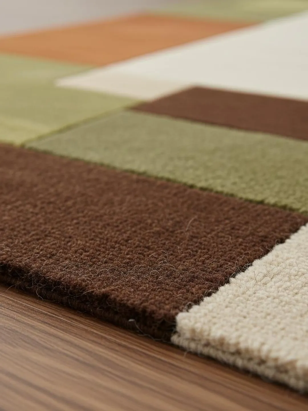 Handmade Wool Area Rug | Mid Century Modern Color Block Carpet