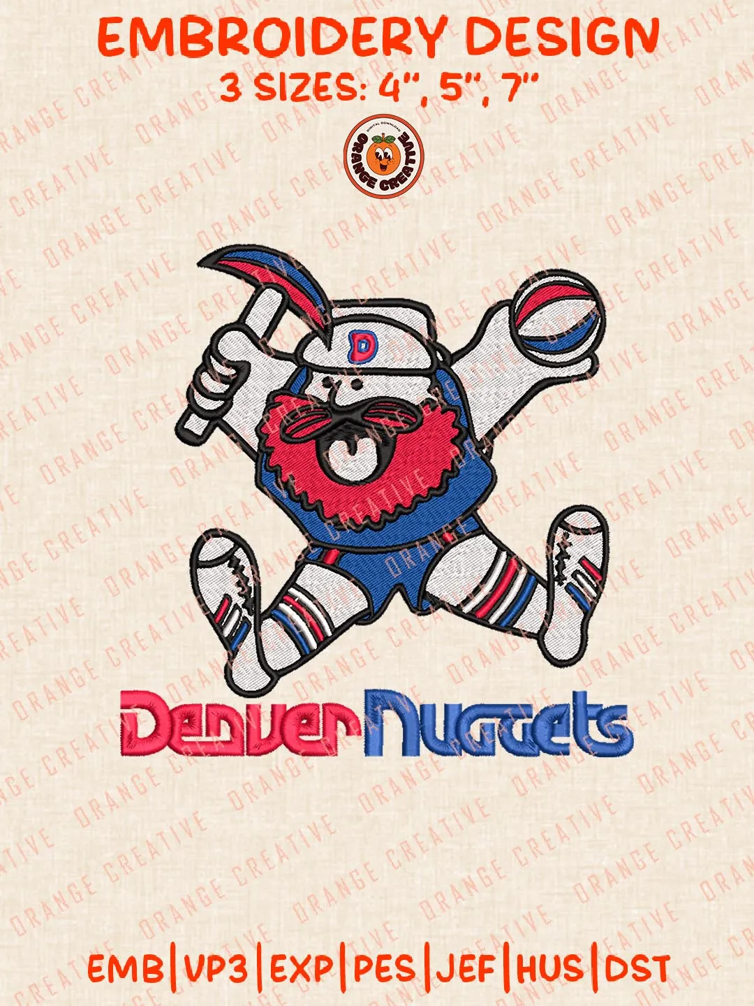 Denver Nuggets Mascot Logos Embroidery Designs, NBA Team Logo Embroidery Files, Machine Embroidery Design File, 4 Sizes, Custom Size, Digital Download