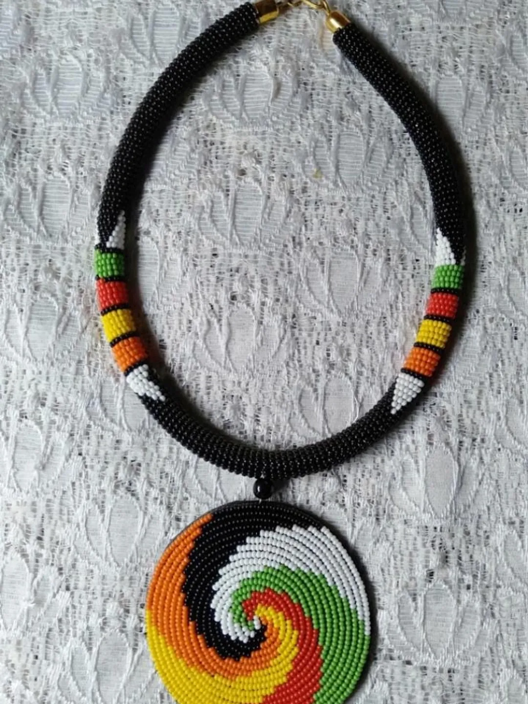 African beaded necklace, Boho necklace, orange women necklace, Zulu necklace, Wholesale necklace