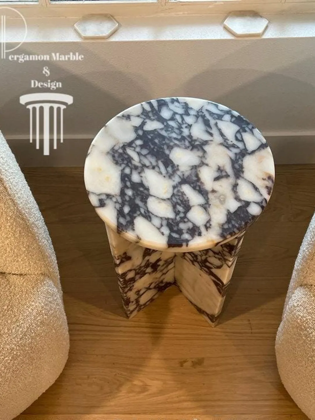 Calacatta Viola Marble side table, end table,nightstand italian marble 100% Handmade Product