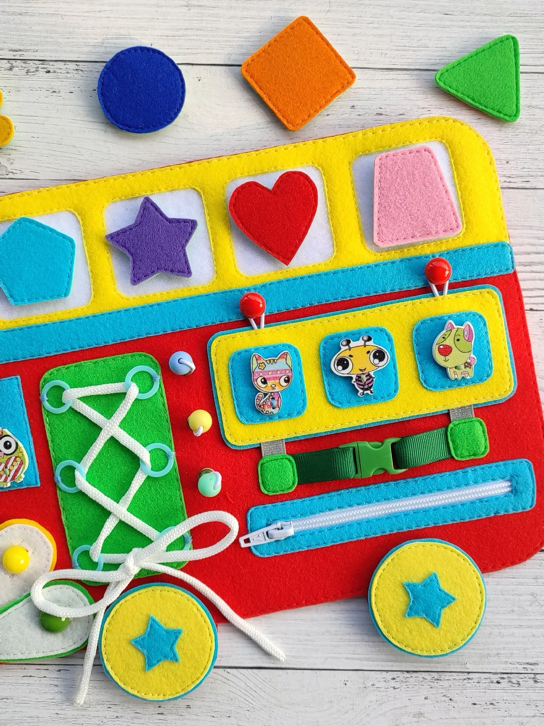Felt montessori busy board pattern, Baby sensory board pdf,  Quiet book pattern, Soft  activity toys, Felt sewing pattern pdf for boys