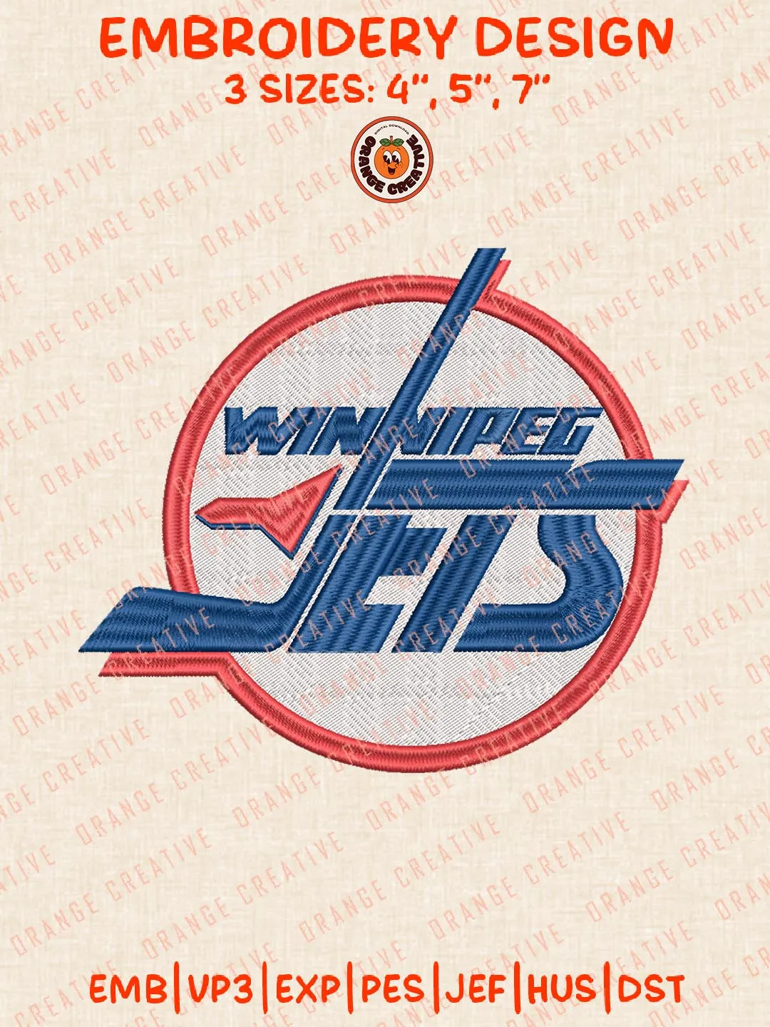 NHL Winnipeg Jets NHL Logos Embroidery Designs, NHL Team Logo Embroidery Files, Machine Embroidery Design File, 4 Sizes, Custom Size, Digital Download