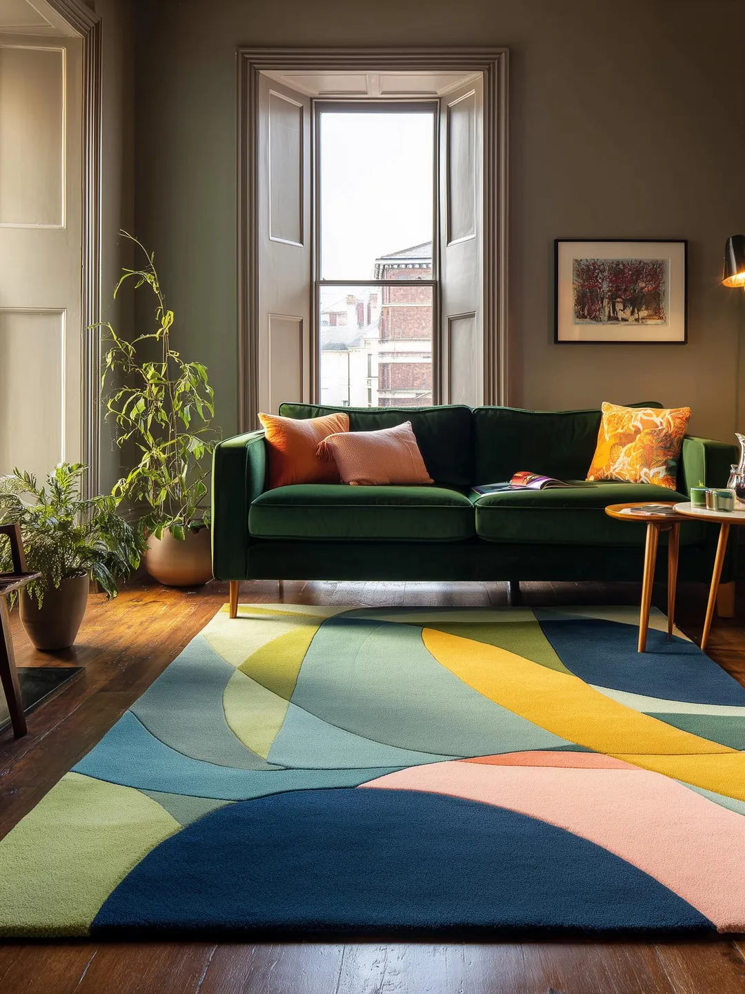 Multicolour Retro Rug Multicolor Abstract Geometric Area Rug Rectangular Modern Retro Style ...