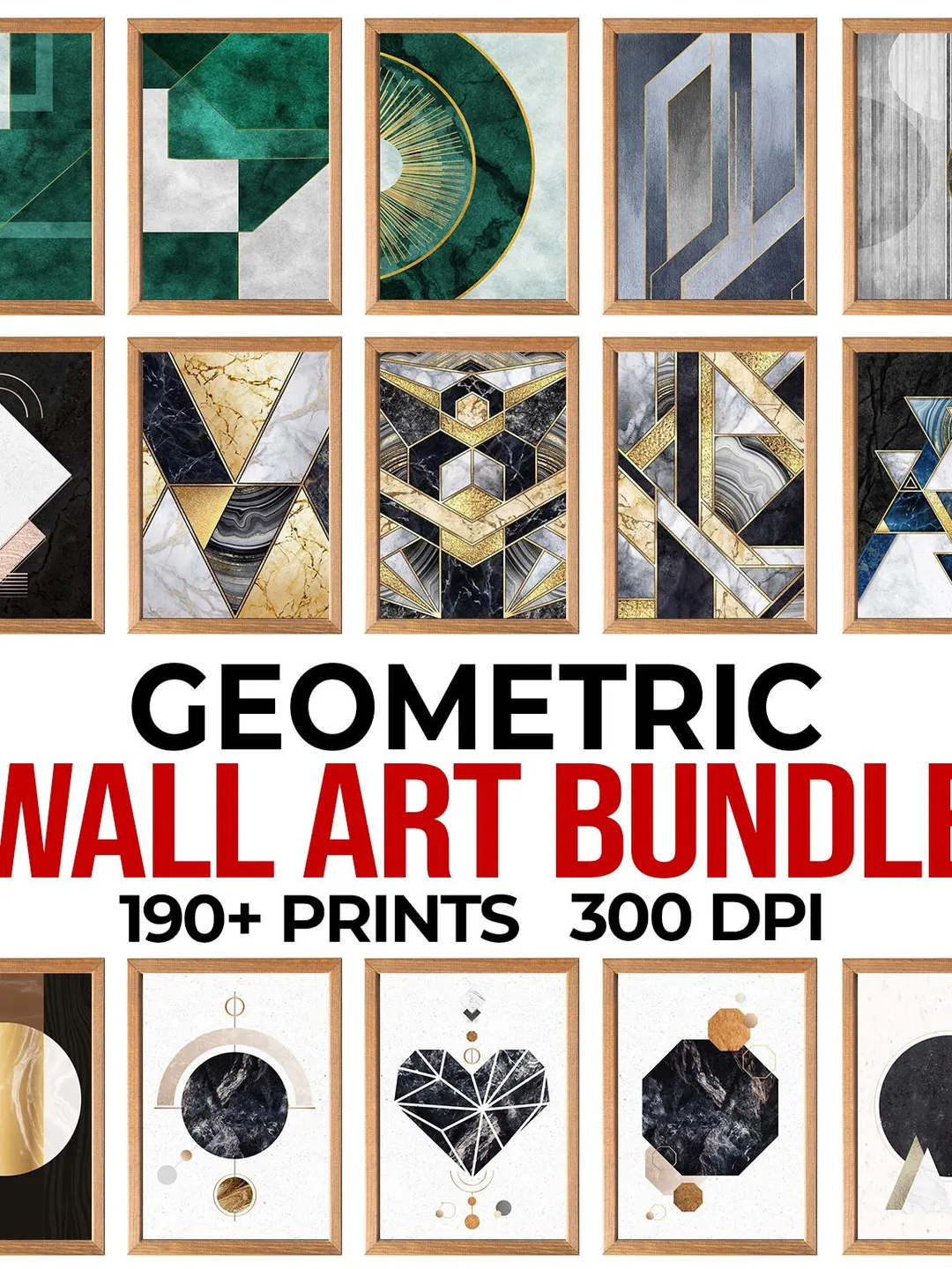 Modern Geometric Wall Art Bundle, Minimalist Prints Set (Instant Download)