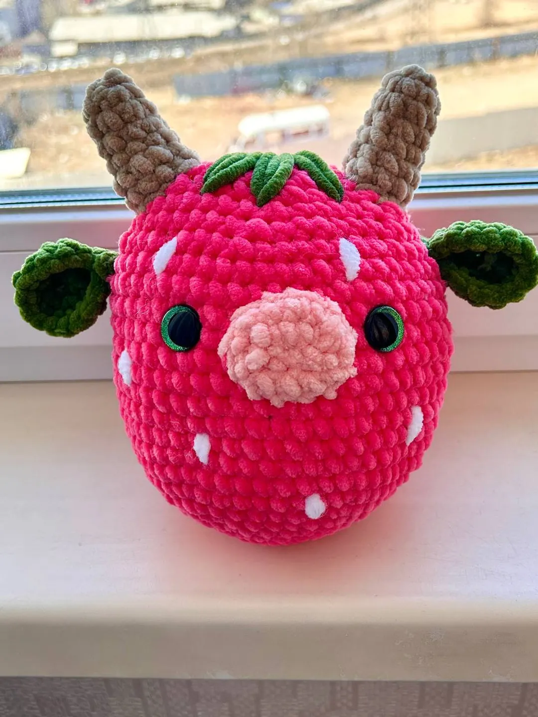 Crochet strawberry cow Amigurumi cute cow squishmallow Kawii cow plushie tutorial