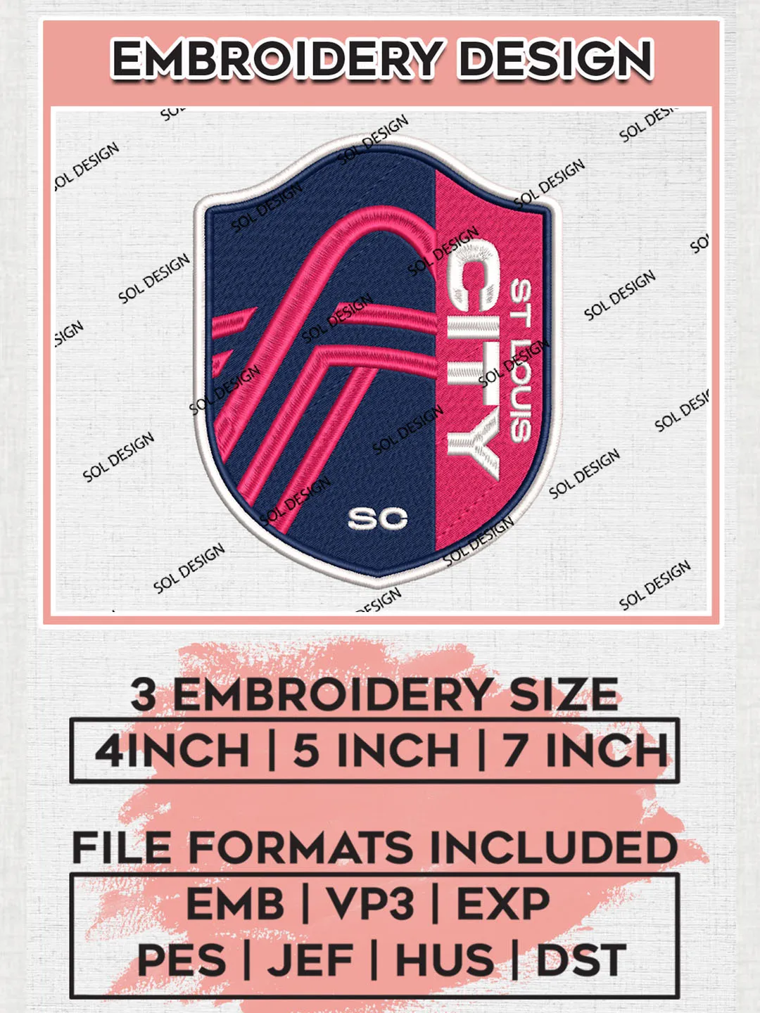 St. Louis CITY SC Logo Embroidery Designs, MLS Embroidery files, St. Louis CITY MLS Teams, Football, Digital Download