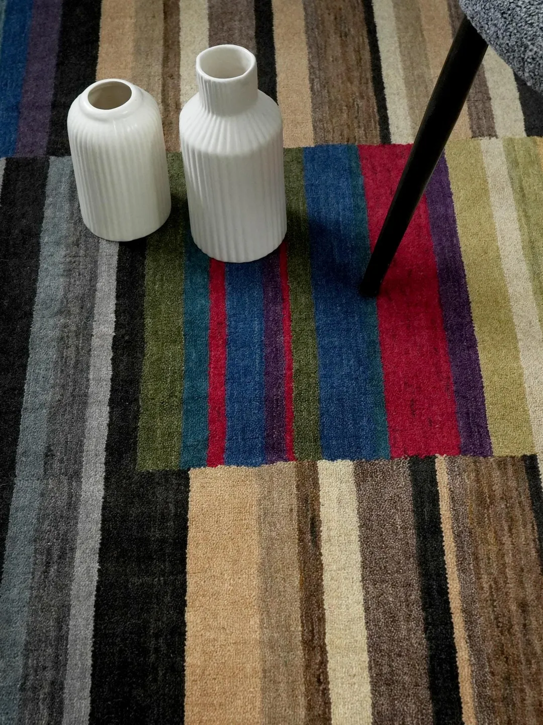 Hand Tufted Wool Rug, Modern Color Block Stripe Rug, Geometric Abstract ...
