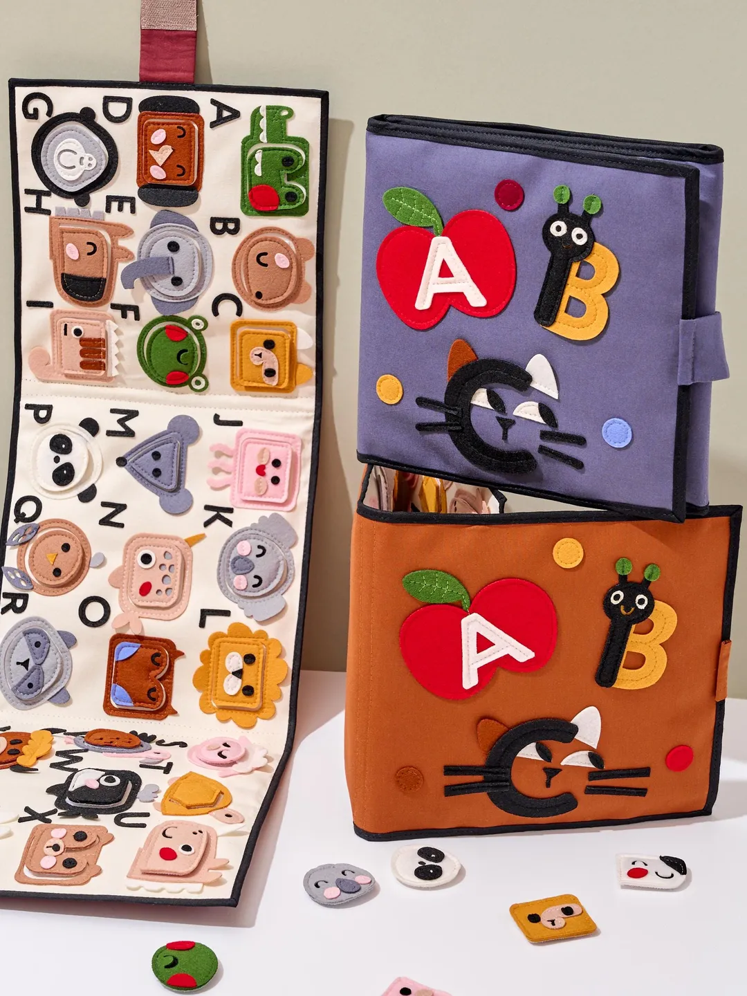 quiet book for toddler, felt alphabet activity book for baby 1-2-3-4 year old, sensory soft felt busy board with animals toy, kinderkrama