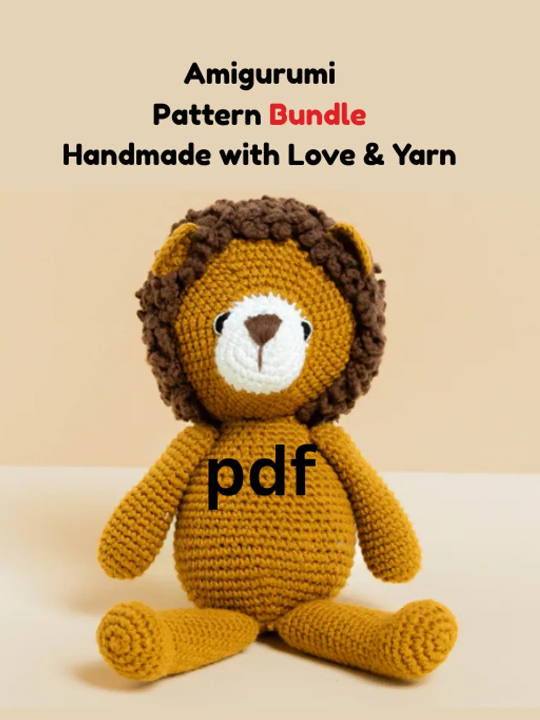 Cute Amigurumi Toy Crochet Pattern Bundle - 5 Beginner Friendly Patterns - Teddy Bear Bunny Cat Dinosaur Penguin PDF