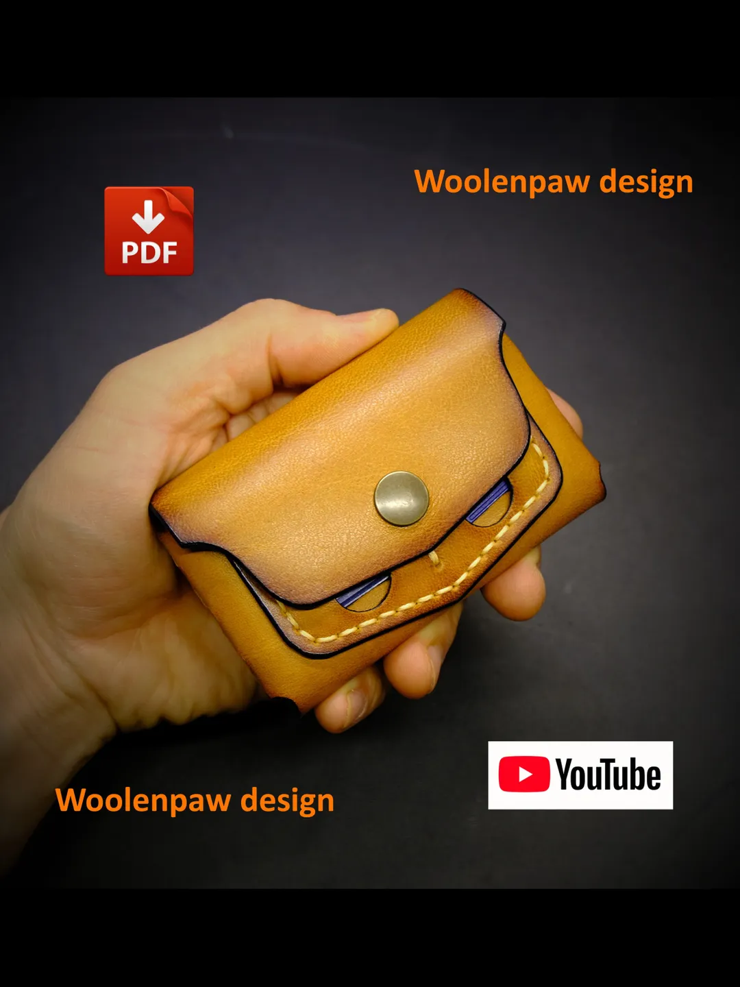 Half-stitchless SD card wallet - PDF leather pattern.NS12