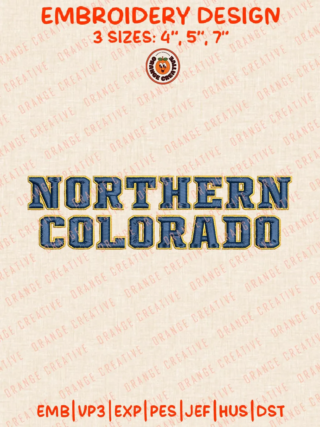 NCAA Northern Colorado Text Logo Embroidery Design, NCAA Northern Colorado Bears Team Logo Embroidery Design, Machine Embroidery Design File, 4 Sizes, Digital Download
