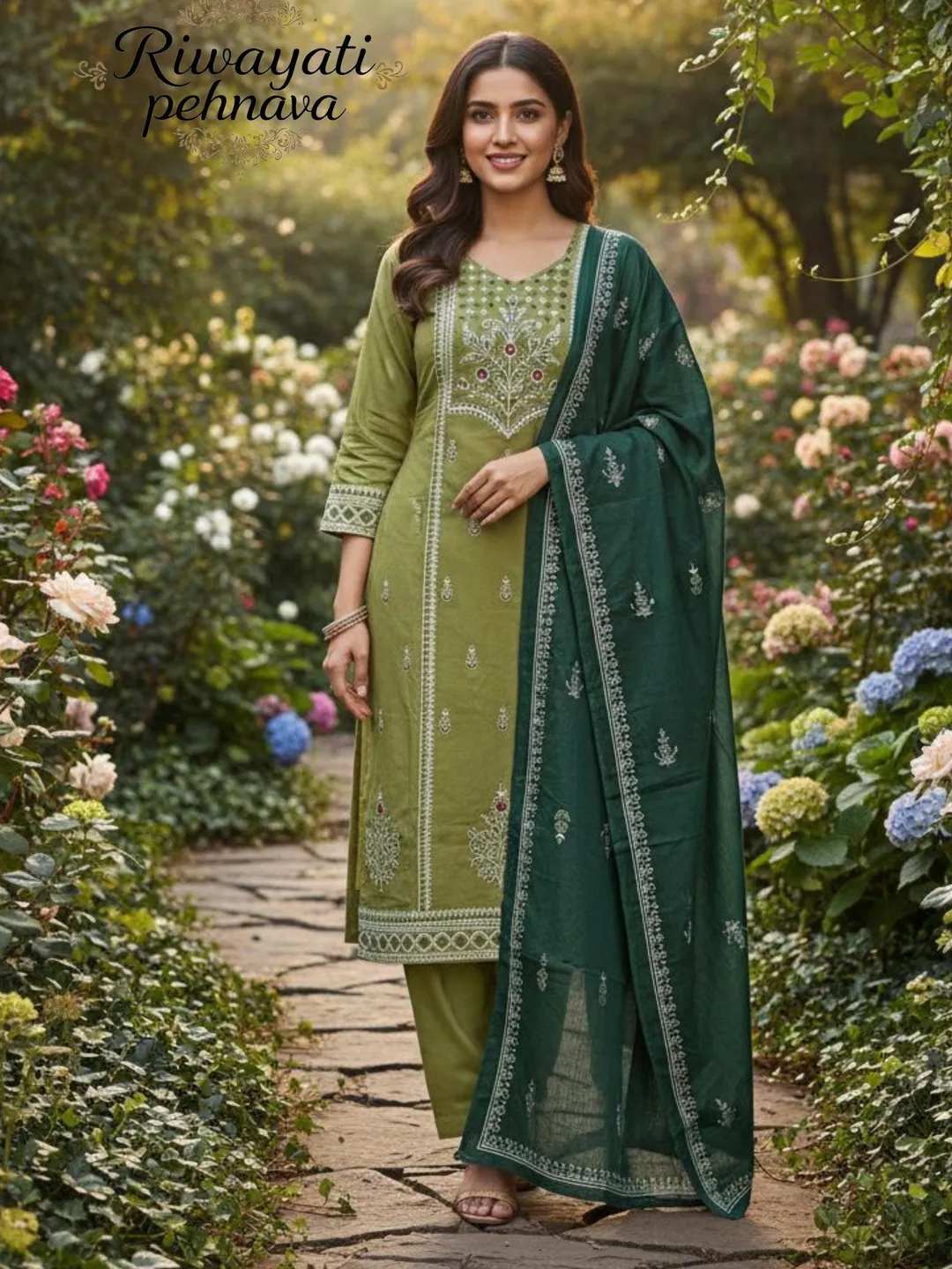 Cotton Kurti Pant Dupatta Set | Hand Block Print Daily Wear Kurta Set | Indian Ethnic Wear
