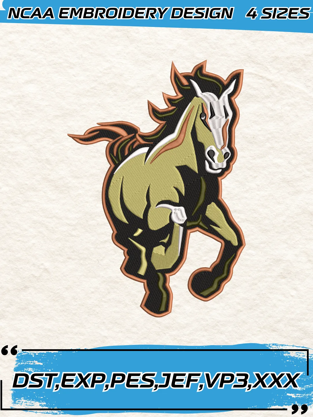 Cal Poly Mustangs Mascot Embroidery Designs,NCAA Logo Embroidery Design,Machine Embroidery Design File,4 Sizes, Digital Download