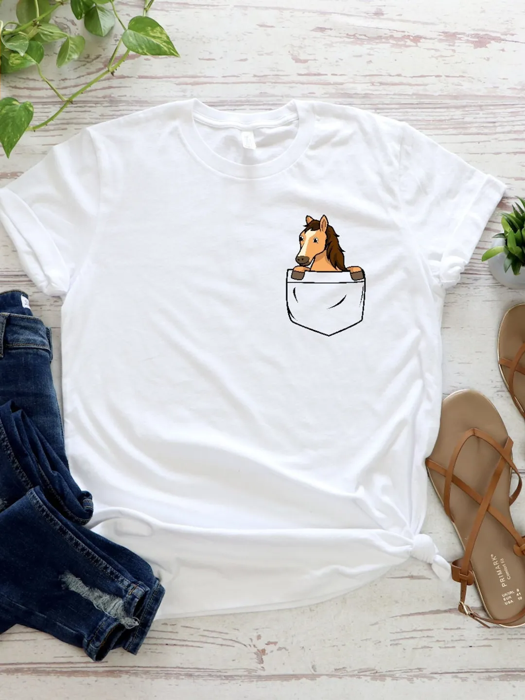 Pocket Horse T-Shirt: Cute Pony Lover Tee (Unisex and Women's Cotton Blend)