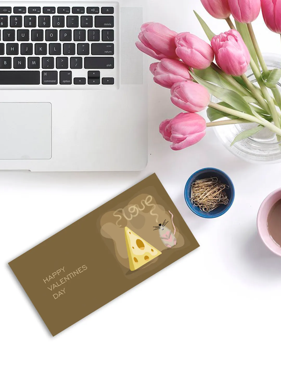 Postcard Mouse and cheese love