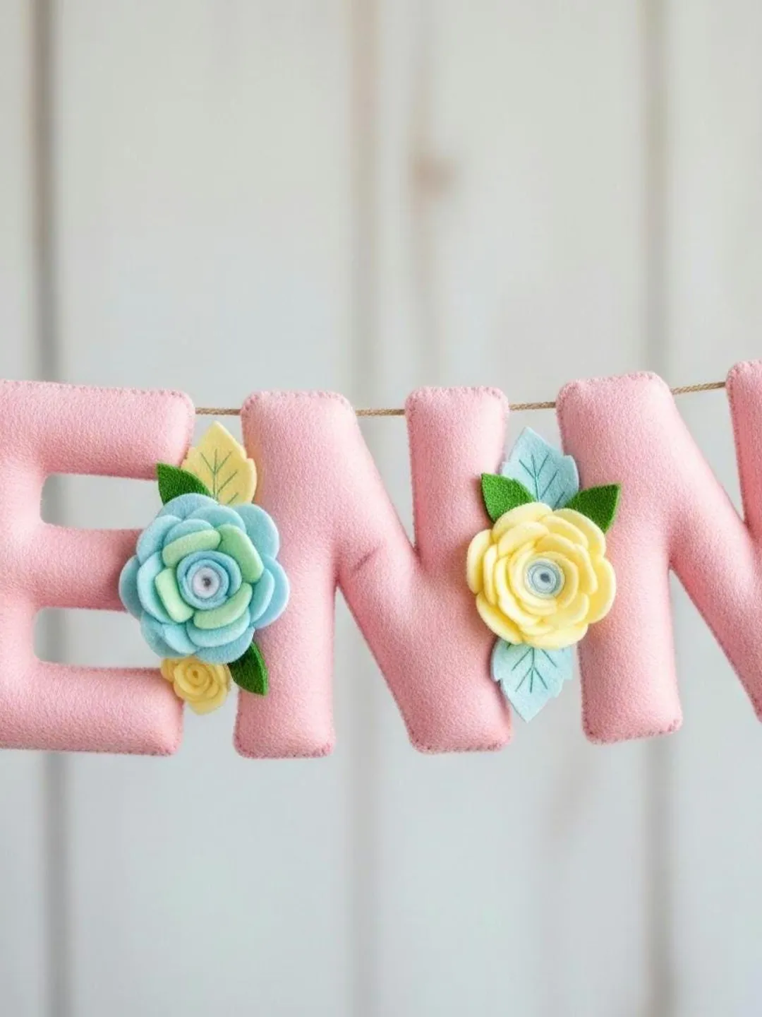 Custom Name Garland , Flowers Custom Name Decor, Felt Name, Felt