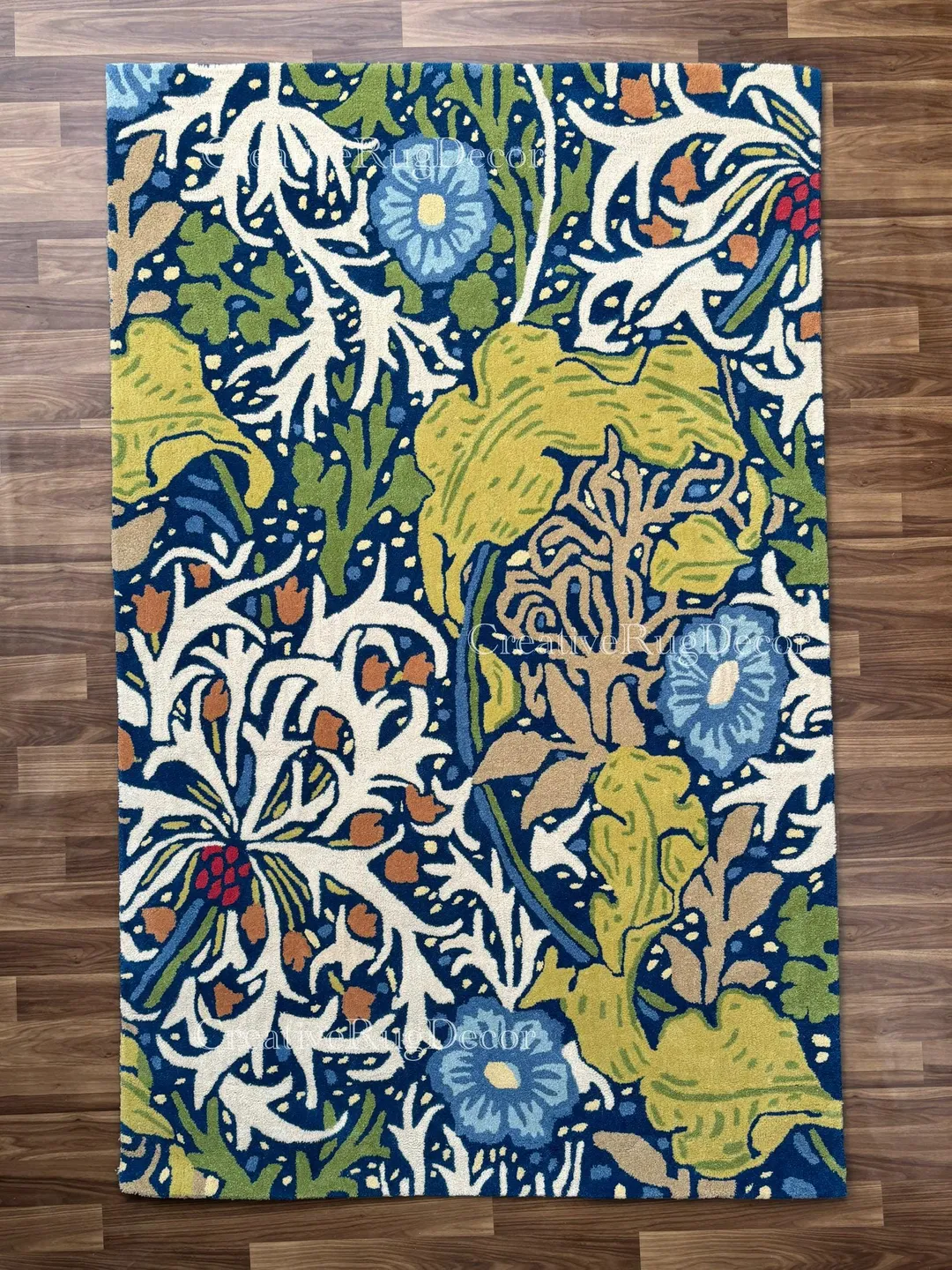Hand Tufted Floral Wool Rug – William Morris Botanical Design