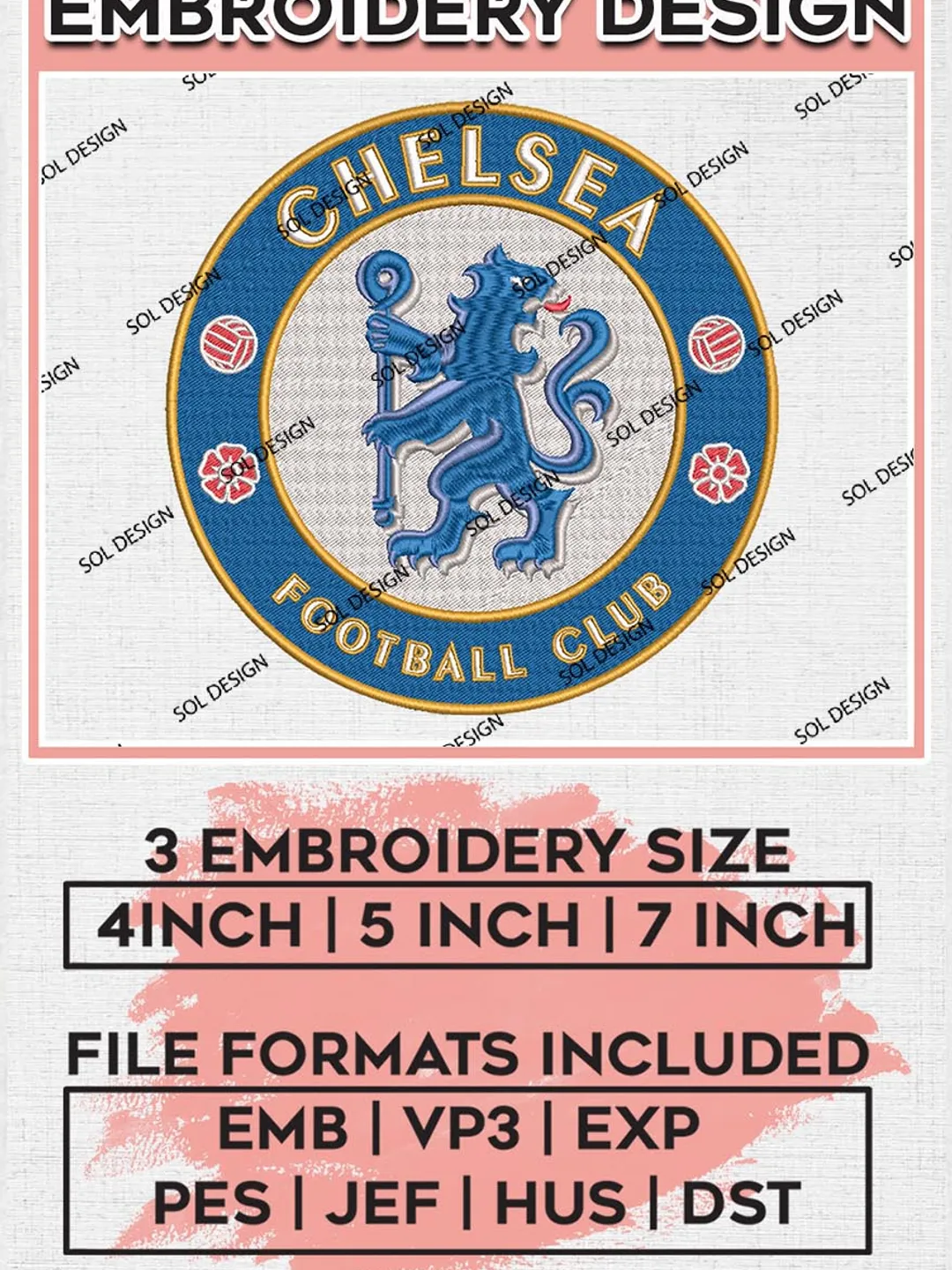 Chelsea Embroidery Designs, Premier League Embroidery, EPL Embroidery Designs, EPL Chelsea Embroidery Designs