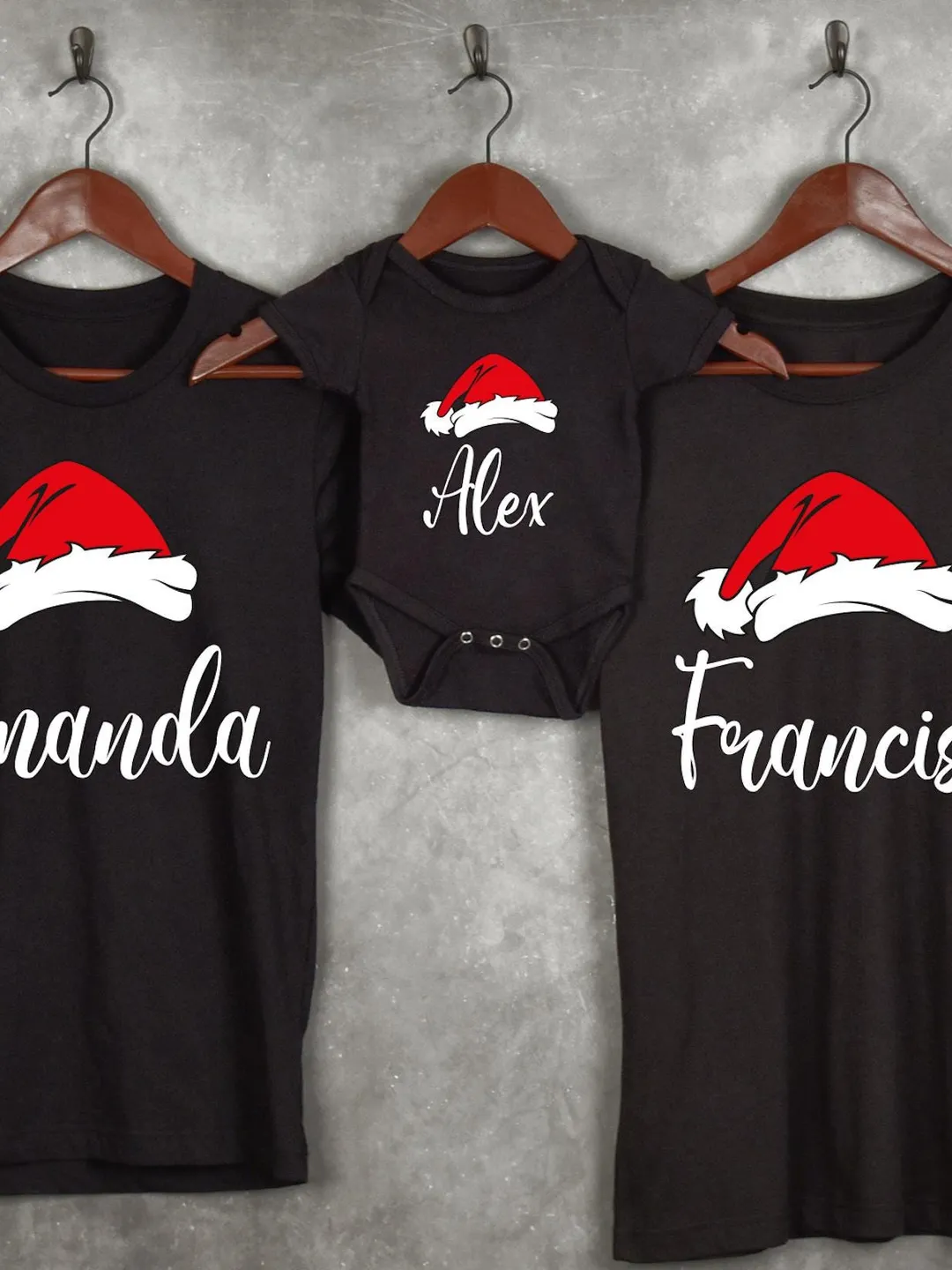 Matching Family Christmas Shirts, Family Christmas Shirt, Matching Xmas Tees, Custom Christmas Tee, Personalized Name Christmas Hat Shirt