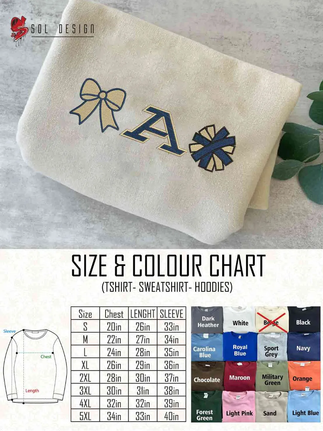 Akron Zip Cheer Poms Bow Embroidered Sweatshirt, Football Embroidered Sweatshirt, Sport Game Day Cheerleader Shirt, Embroidered Hoodie, Unisex Crewneck, College Football Team Fan Gift Tee