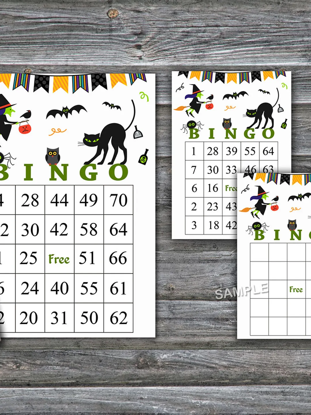 Halloween bingo game,Halloween bingo cards,Halloween Party,60 Printable card,INSTANT DOWNLOAD--01