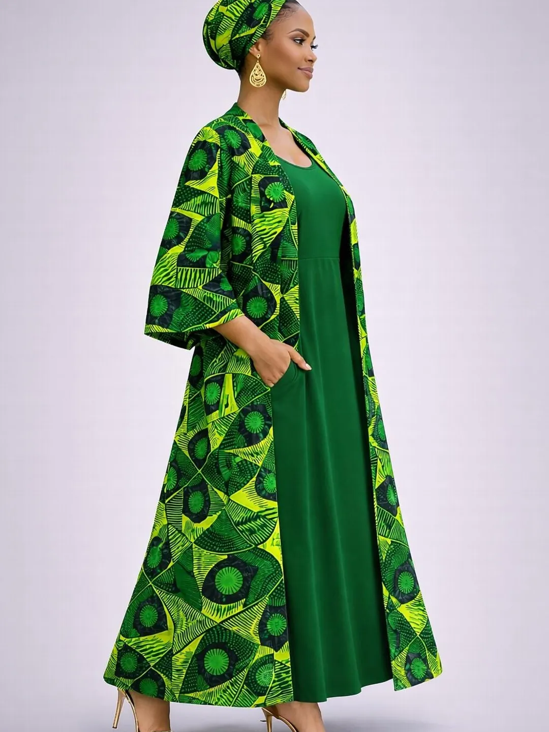 pink and green dashiki dress Printed Flare Maxi Statement Cotton African High-Low Ruffle Dress Abstract Circle Wax Print Elegant Ankara beautiful ankara high low dresses