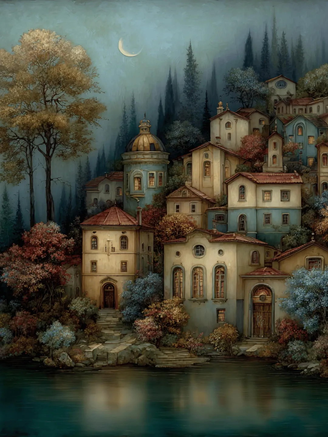 23 Whimsical Storybook Cottage Village Art Set, Painterly Fantasy ...