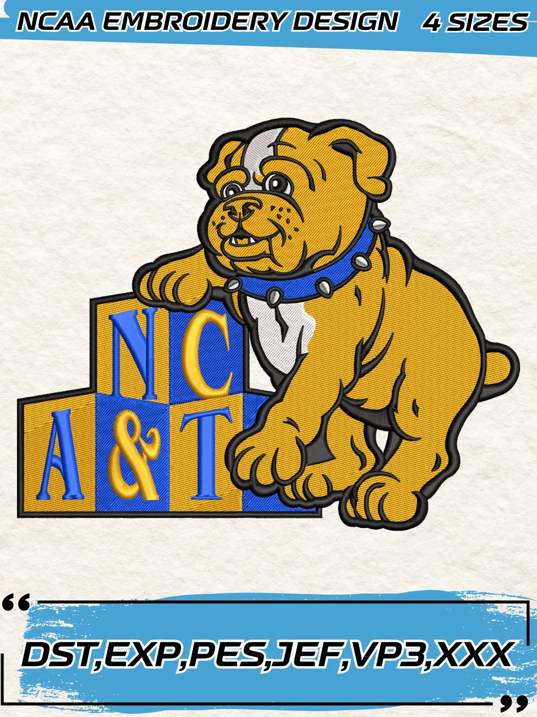 North Carolina A&T Aggies Miscs Embroidery Designs,NCAA Logo Embroidery Design,Machine Embroidery Design File,4 Sizes, Digital Download