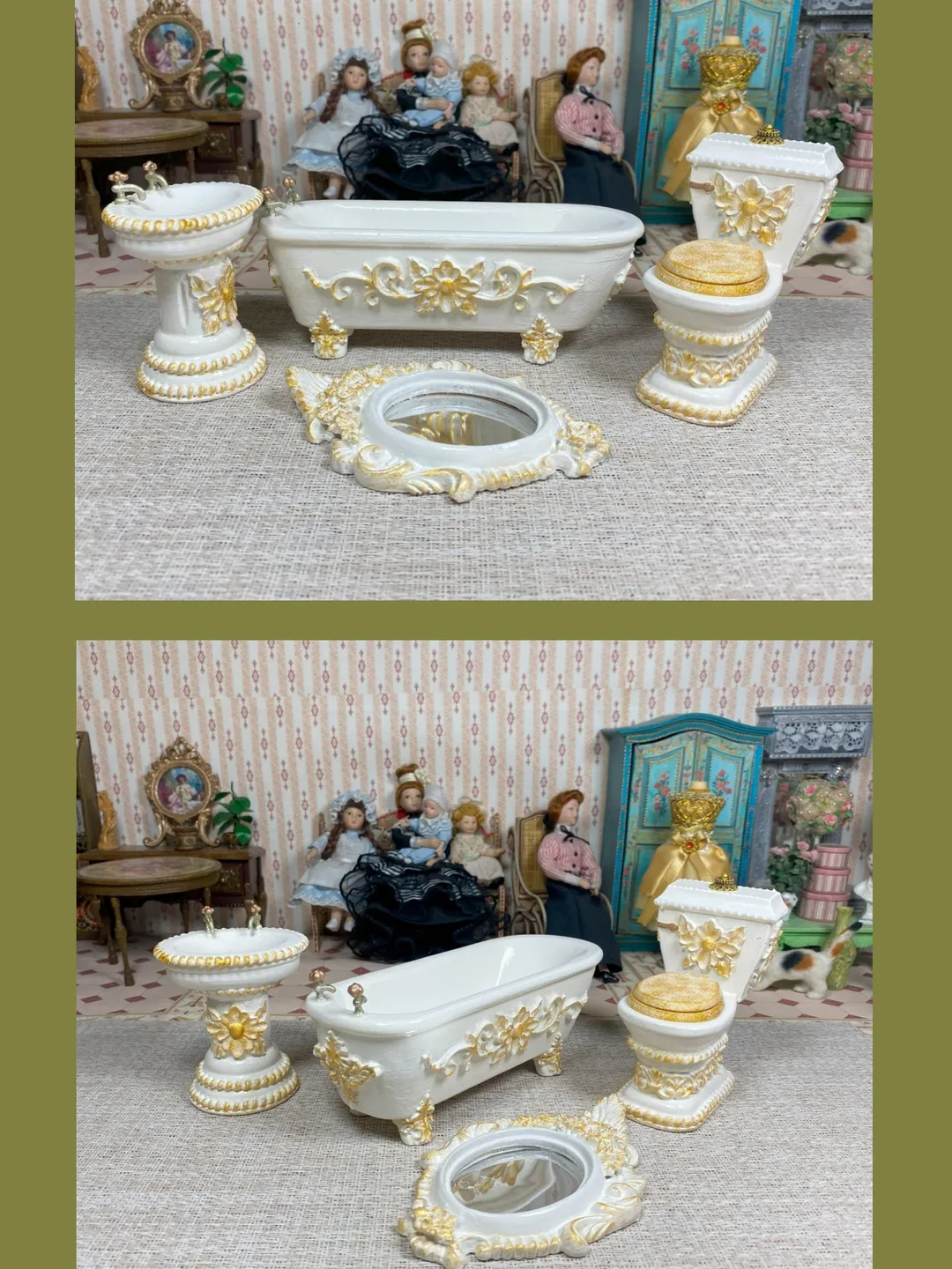 Furniture for a doll bathroom. 1:12. Dollhouse miniature. Handmade.