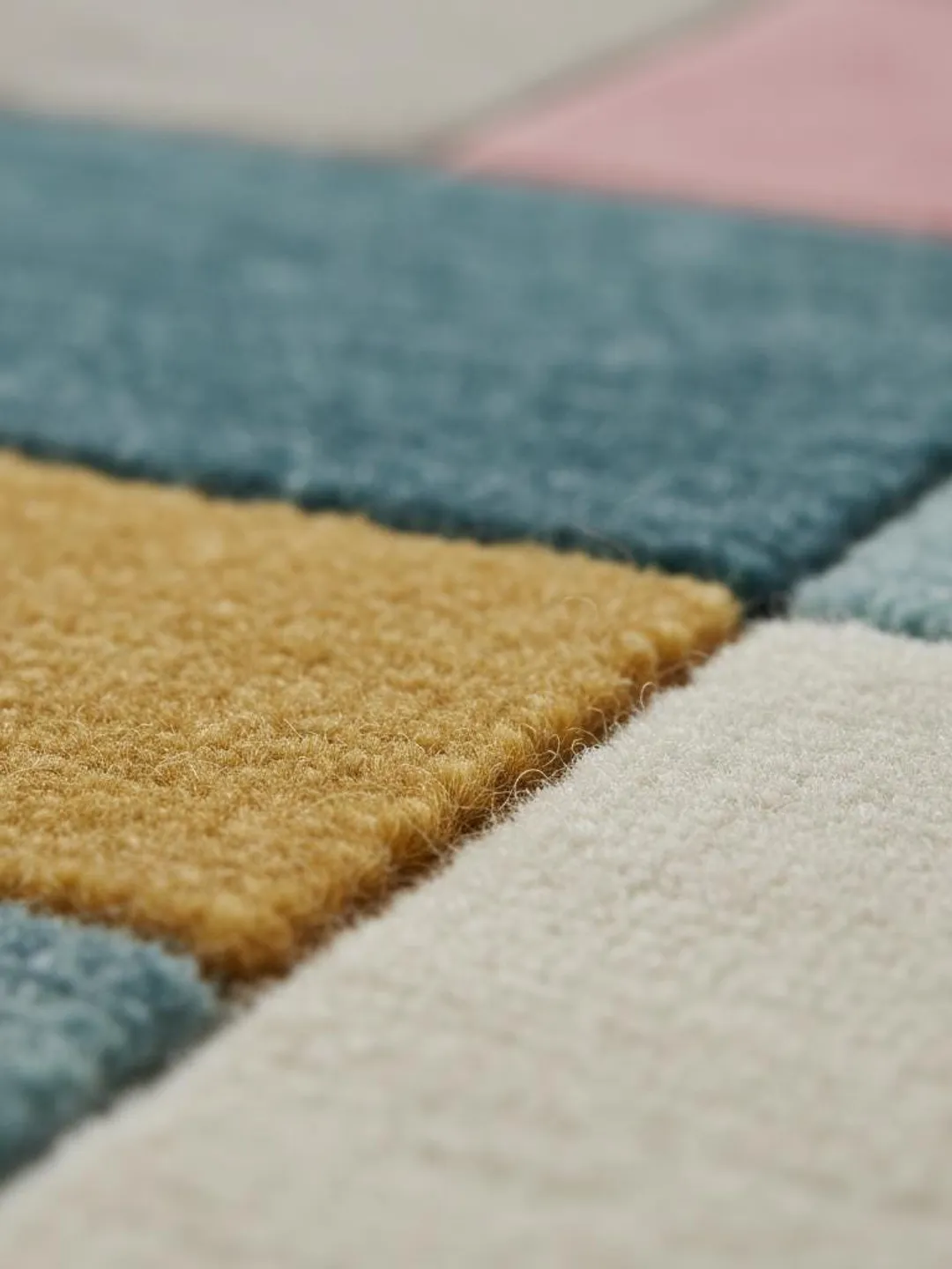 Hand-Tufted Wool Rug | Pastel Geometric Color-Block Area Rug