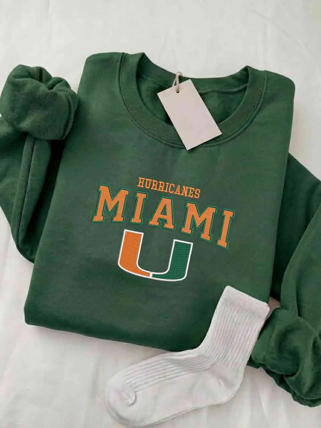 Miami Hurricane Embroidered Sweatshirt, Sport Embroidered Crewneck, Miami Football Embroidered Shirt, Sweatshirt, Crewneck Gift