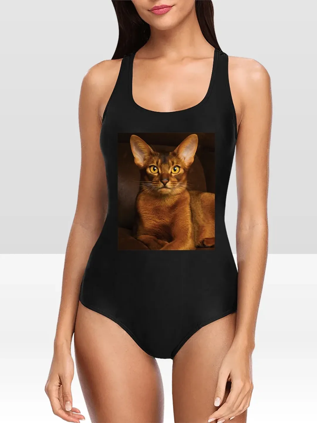 with Abyssinian Cat One Piece Swimsuit