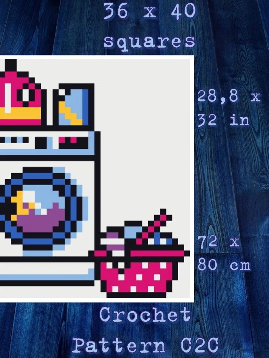 Crochet Pattern C2C Laundry Counted For Crocheting Afghan Plaid Blankets Digital Download PDF