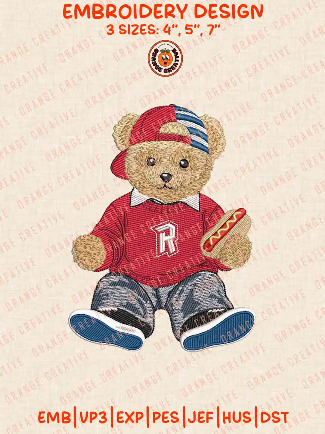 Radford Highlander Teddy Bear Embroidery Design Files, Football Logos Embroidery Designs, Sport Machine Embroidery Files, 3 Sizes, Custom Sizes, Instant Download