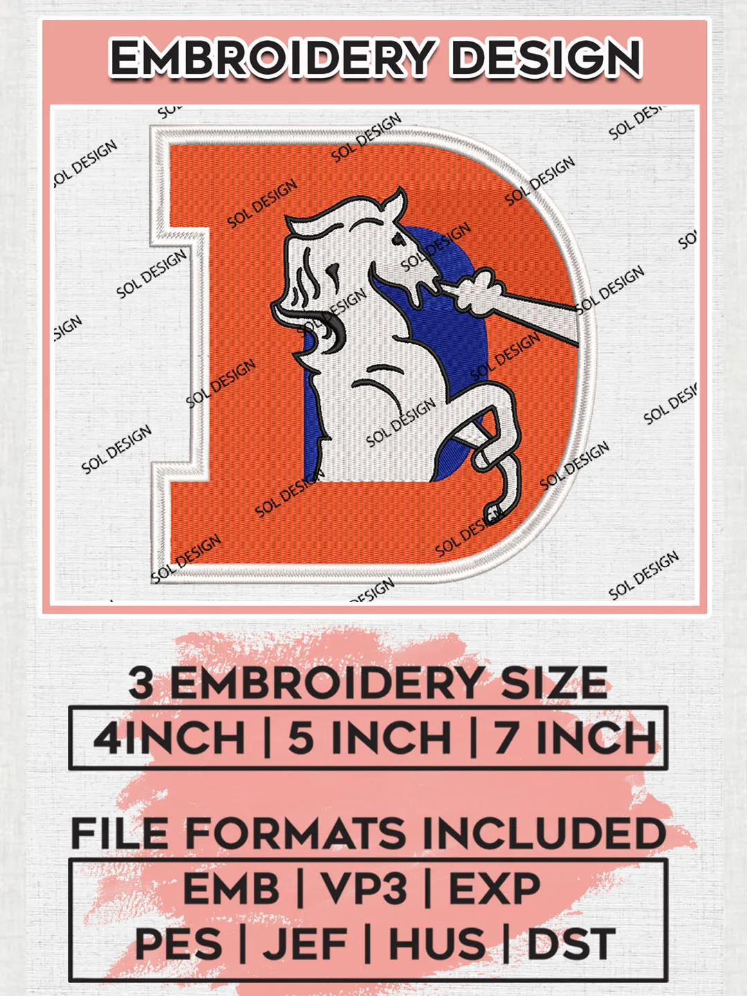 NFL Denver Broncos Embroidery Designs, NFL Broncos Embroidery Designs, NFL Embroidery Designs, NFL Denver Broncos Machine Embroidery Design, Digital Download