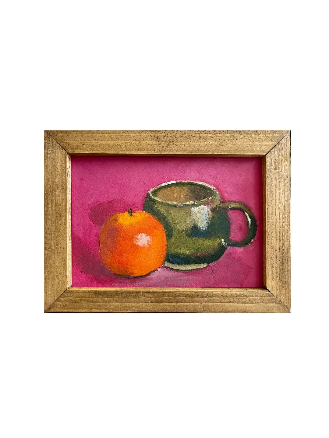 Orange fruit painting, Original still life painting, citrus and cup art, kitchen wall decor