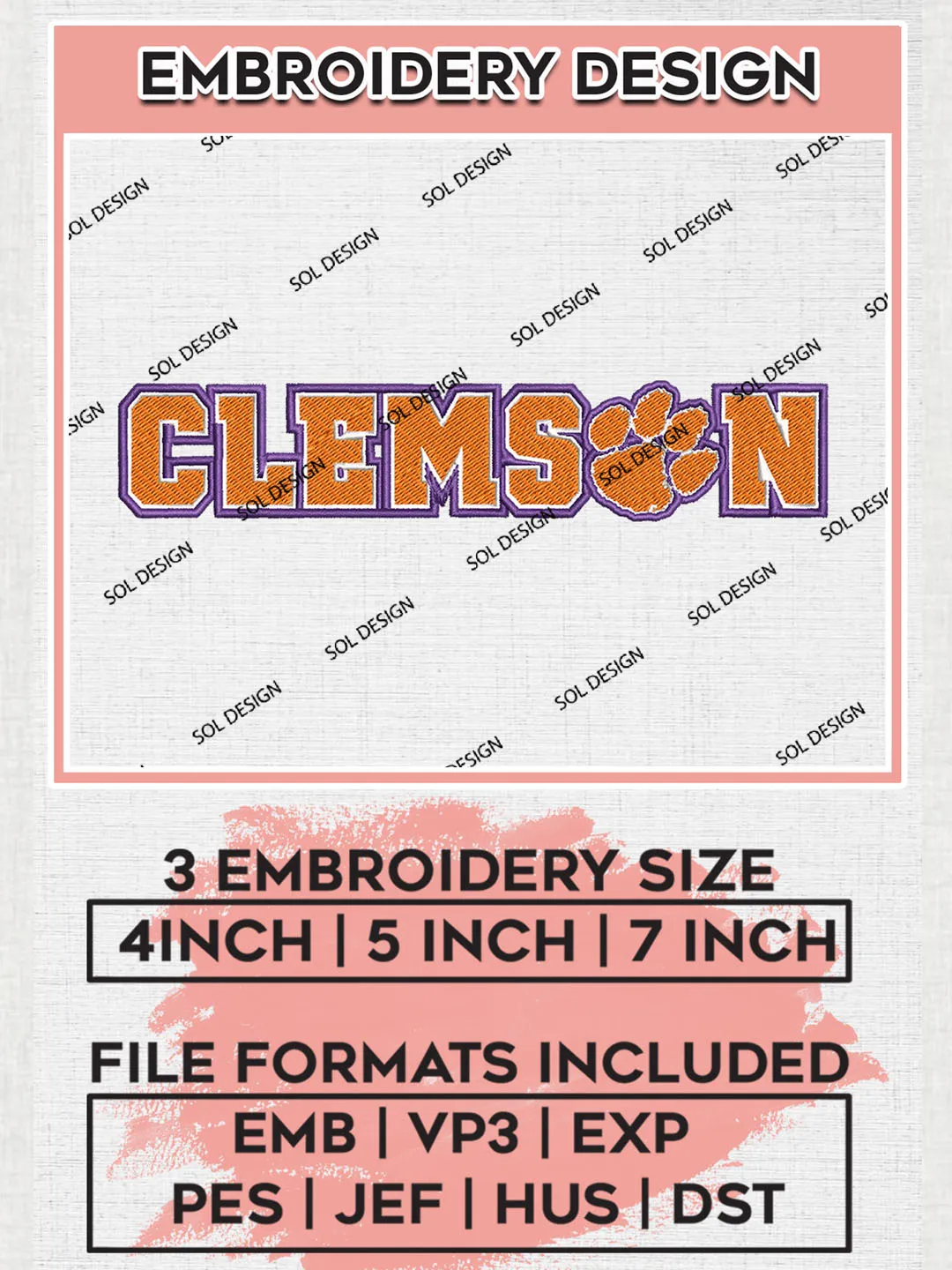 NCAA Clemson Team Writing Logo embroidery designs, NCAA Clemson Tigers Logo Machine embroidery designs, NCAA Team Logo embroidery designs, NCAA Game Day Machine embroidery designs, Digital Download
