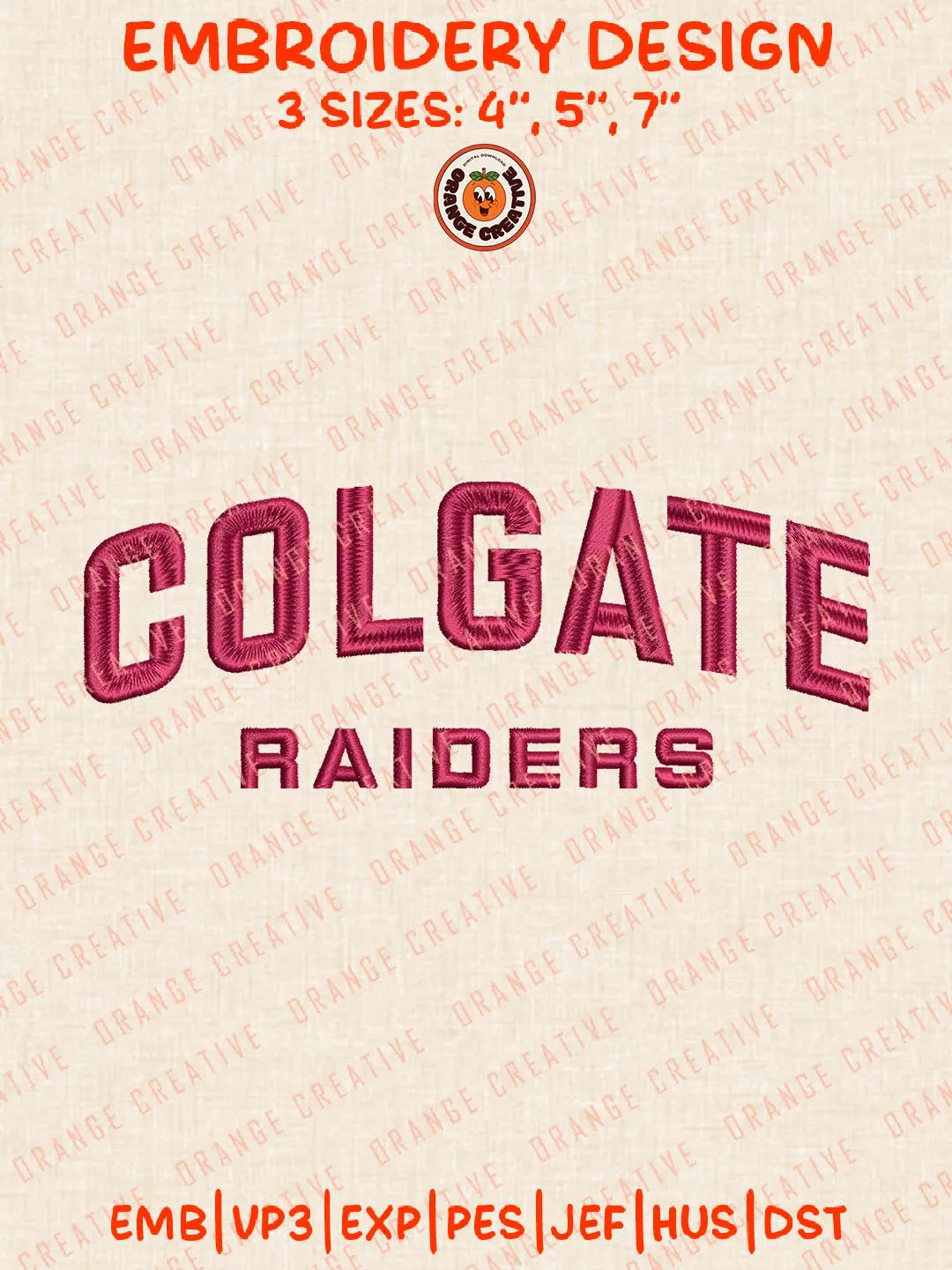 Colgate Raiders Text Embroidery Design, NCAA Team Logo Embroidery Design, Machine Embroidery Design File, 4 Sizes, Custom Size, Digital Download