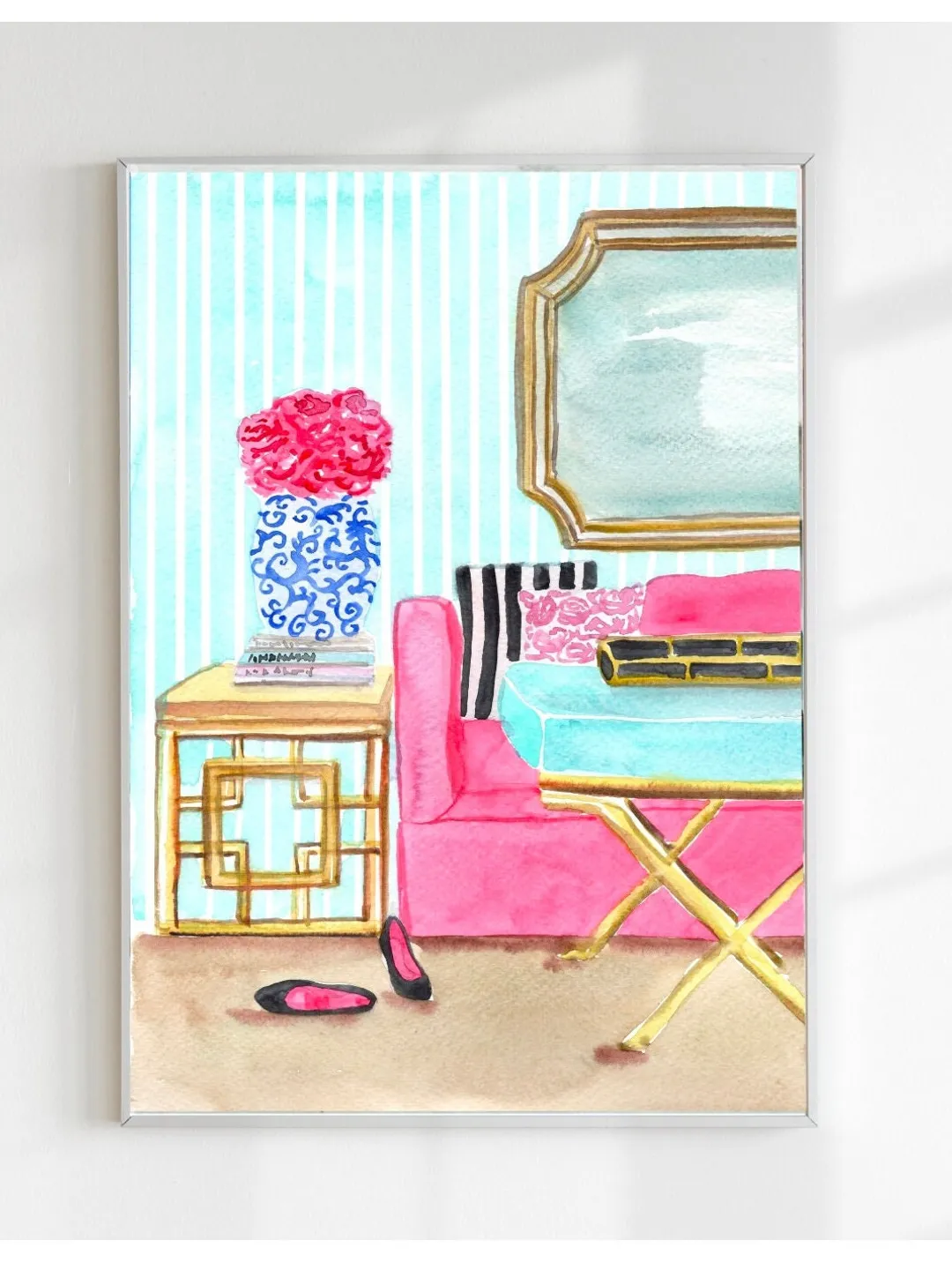 Chinoiserie Interior Painting Print, Ginger Jar Print, Sketch Art, Chinoiserie Chic Art, Pagoda Wall Art, Housewarming Gift, Sketch Art