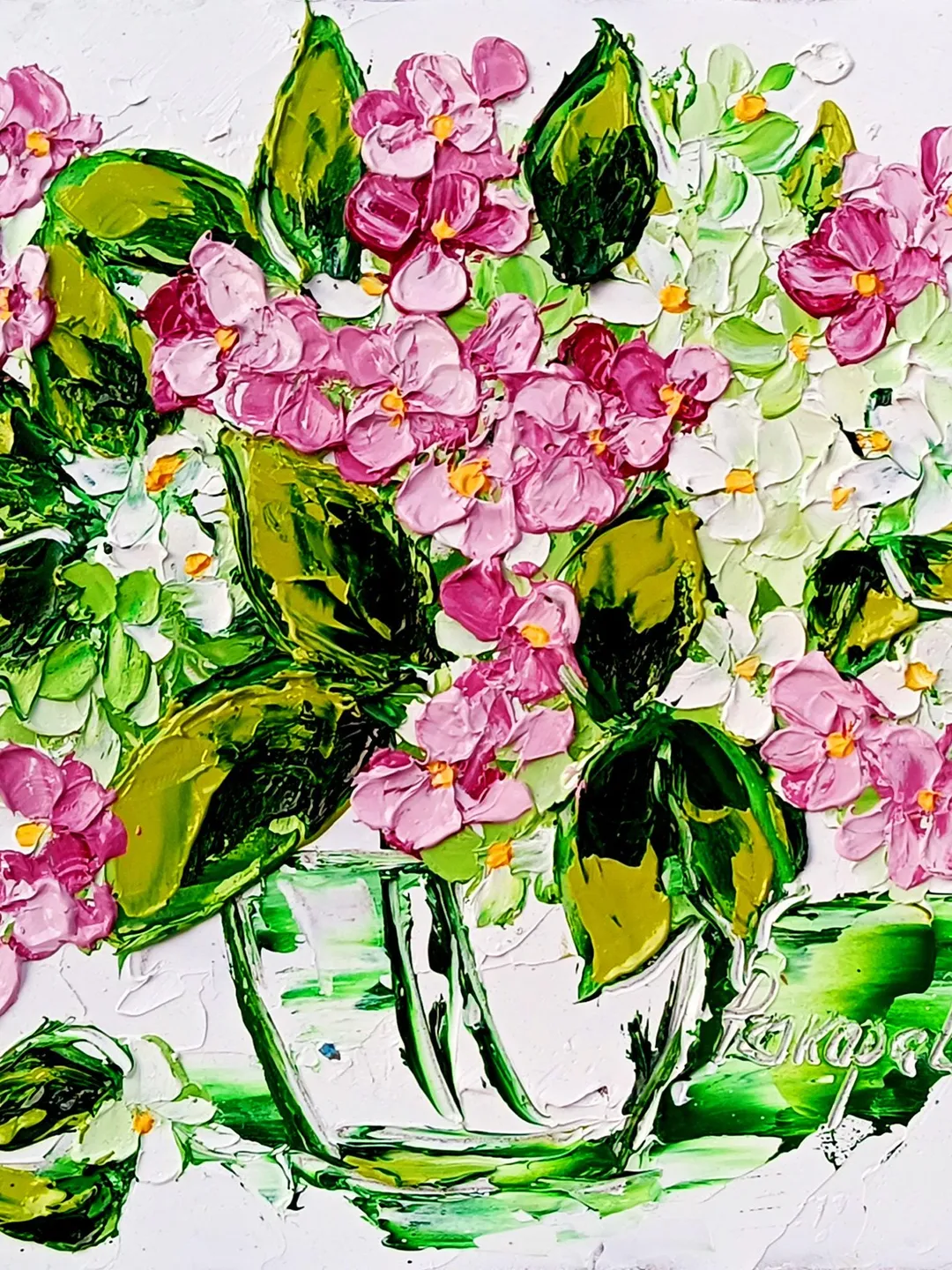 Lilac Painting Flower Original Art Impasto Oil Painting 6x6 painting Floral Small Painting by ArtProkopaloSv