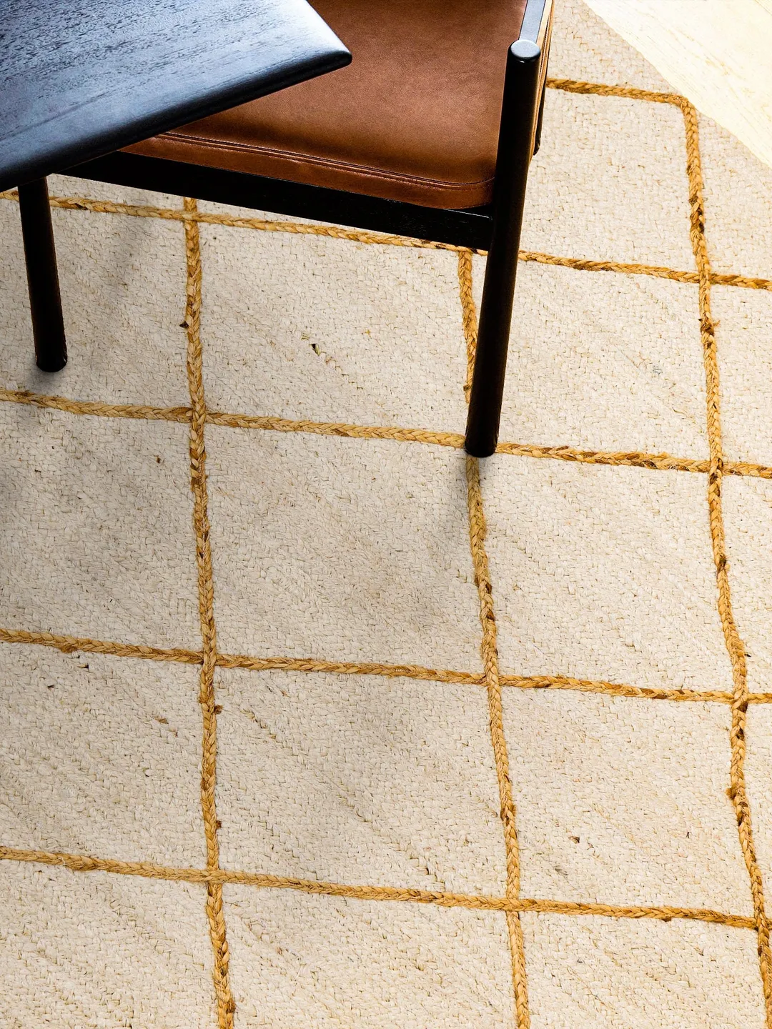 Textured Rope Carpet Natural Jute Rug with Textured White Jute Rope | Unique design ...