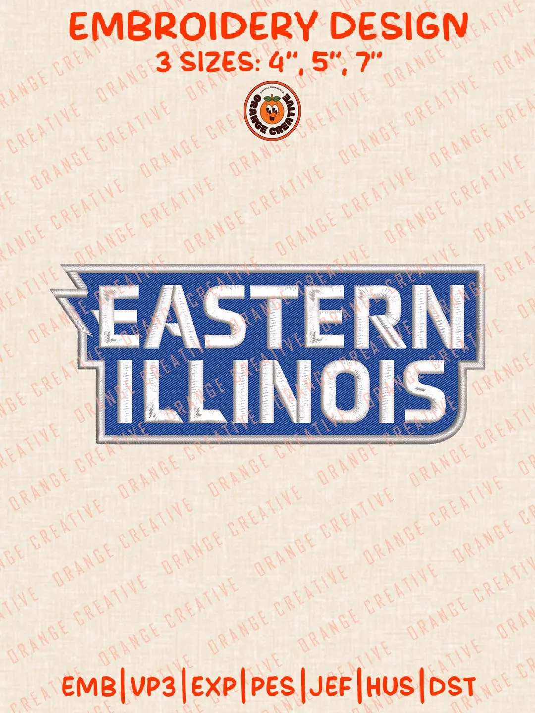 Eastern Illinois Text Embroidery Design, NCAA Eastern Illinois Panthers Team Logo Embroidery Design, Machine Embroidery Design File, 4 Sizes, Custom Size, Digital Download