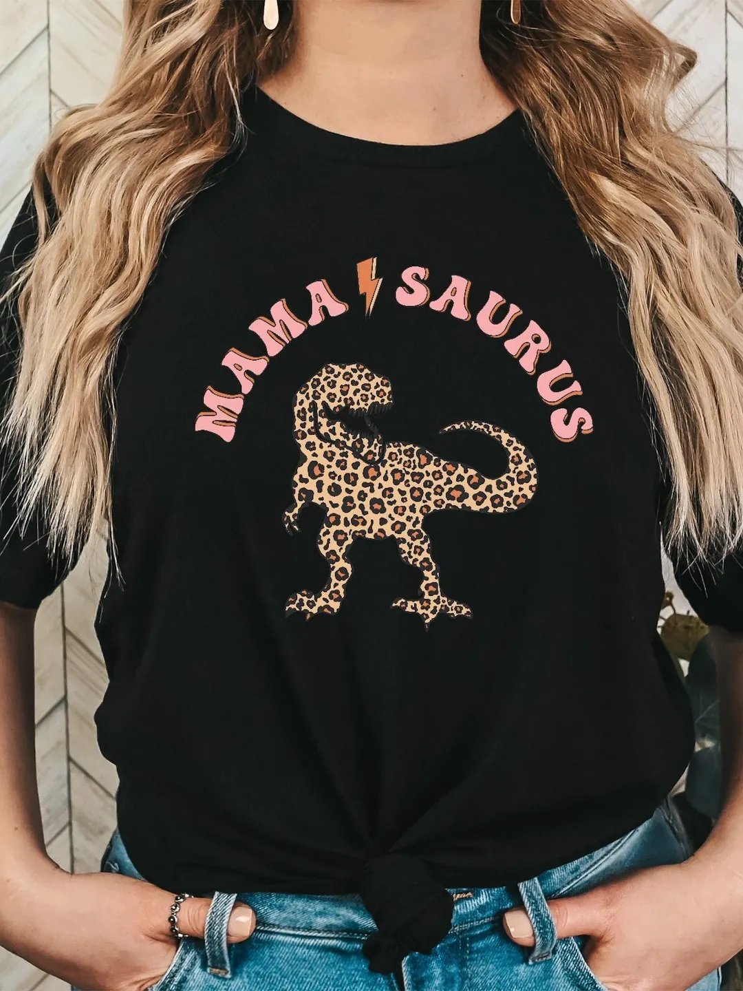 Mamasaurus Shirts Mama Dinosaur Leopard Birthday Party Tshirt Mother's Day Gift