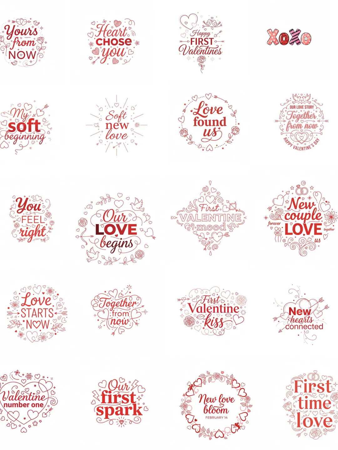 First Valentine's Day PNG Bundle | Love Quotes & Heart Designs (Digital Download)