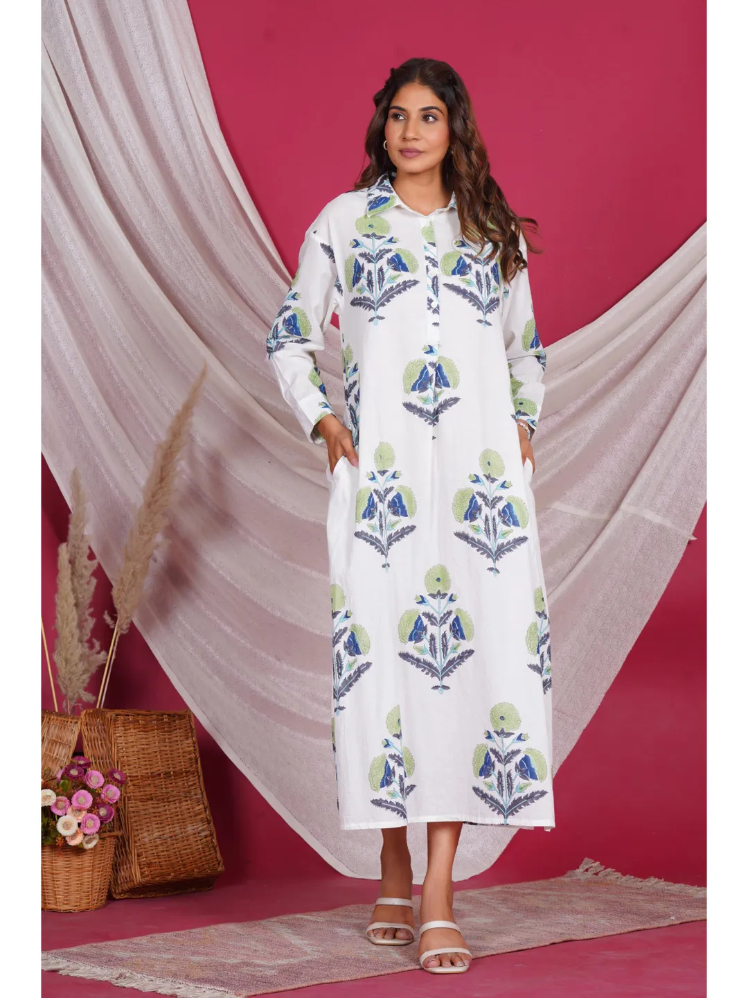 cotton maxi lounge dress Hand Block Printed Cotton Maxi Dress, Indian Floral Stripe Boho Lounge Wear