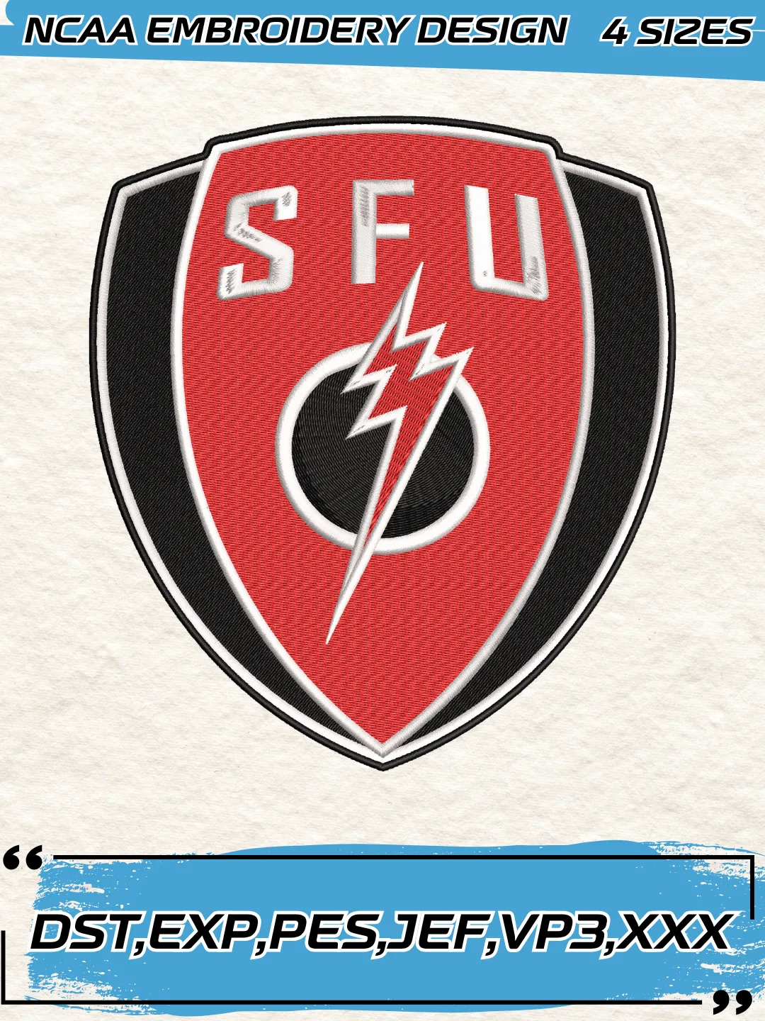 Saint Francis Red Flash Secondary Logos Embroidery Design,NCAA Logo Embroidery Design,Machine Embroidery Design File,4 Sizes, Digital Download