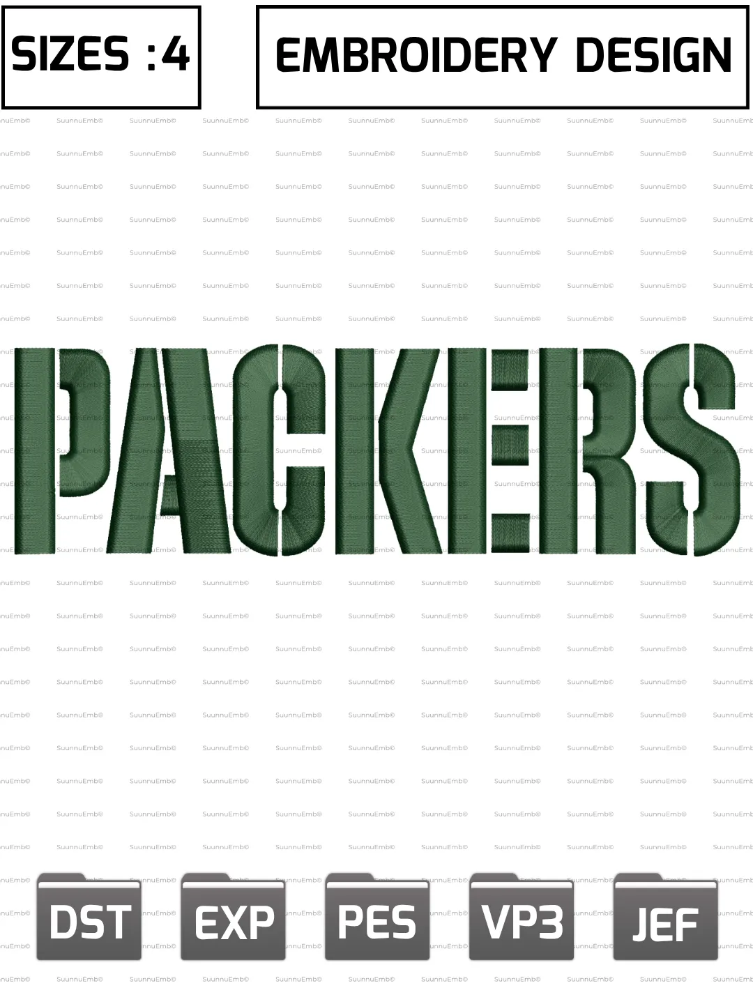 Green Bay Packers Wordmark Logo Embroidery Design,NFL Logos Embroidery Design,NFL Teams, Machine Embroidery Design File,4 Sizes, Digital Download