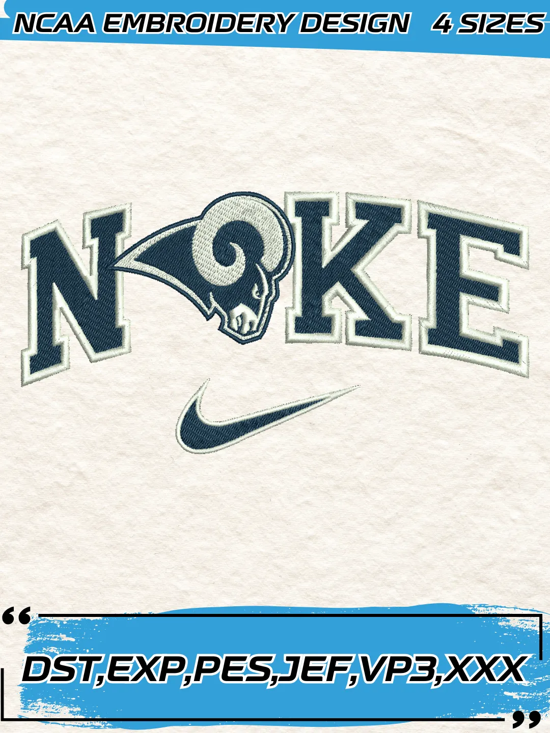Nike x Los Angeles Rams Embroidery Design,NCAA Logo Embroidery