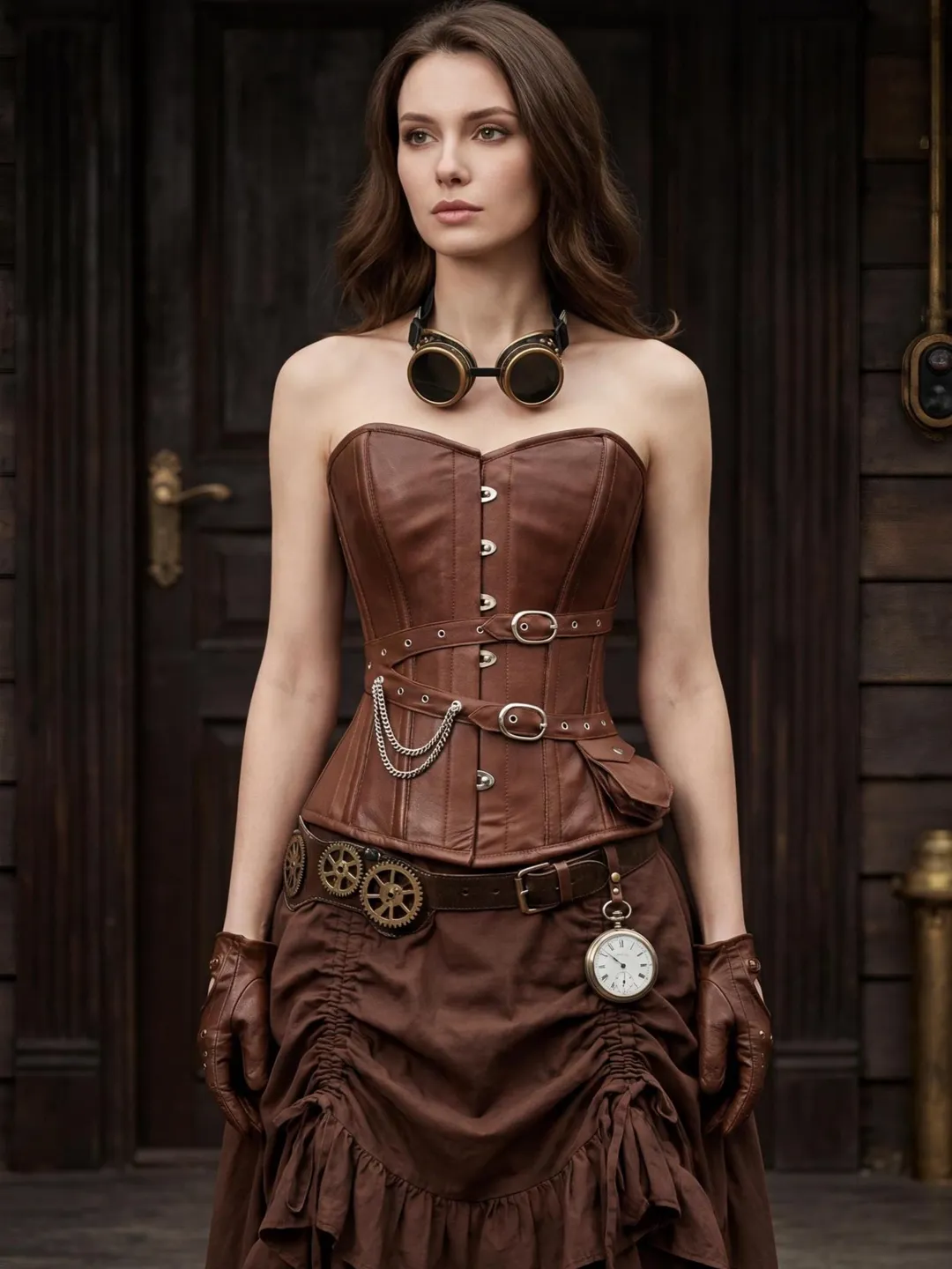 steampunk leather dress Gothic Steampunk Chinese Style Patent Leather Dress